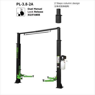 Puli 2 Steps Column Design Two Post Lift Manual Release 2 Post Lift Car Lifts for Sale Pl-3.8-2A