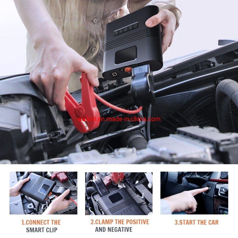 Emergency Car Jump Starter Night Lighting Sos Mobile Power Bank Function Car Tire Inflator Motorbike Ball Air Pump