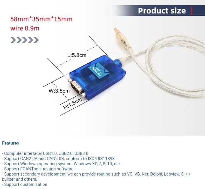 Mini Usbcan Adapter Analyzer with Small and Portable Canbus Interface