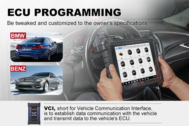 Autel Maxisys Ms909 with Intelligent Bi-Directional Diagnostic Scanner Dtc 26 Services Reset ECU Coding Maxiflash Vci Can Bus Autoscan Vin/Licence