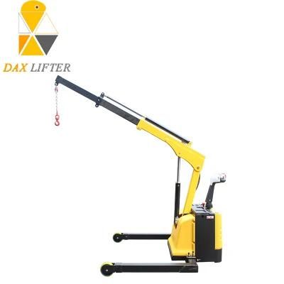 Warehouse Use Adjustable Boom Battery Powered 1000kg Capacity Hydraulic Crane