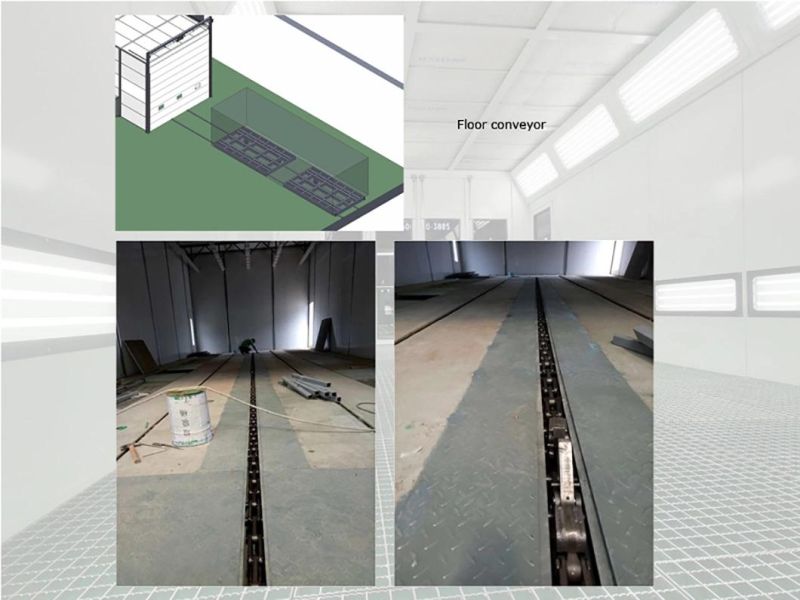 Heavy Machinery Spray Painting Room with Floor Conveyor Chain