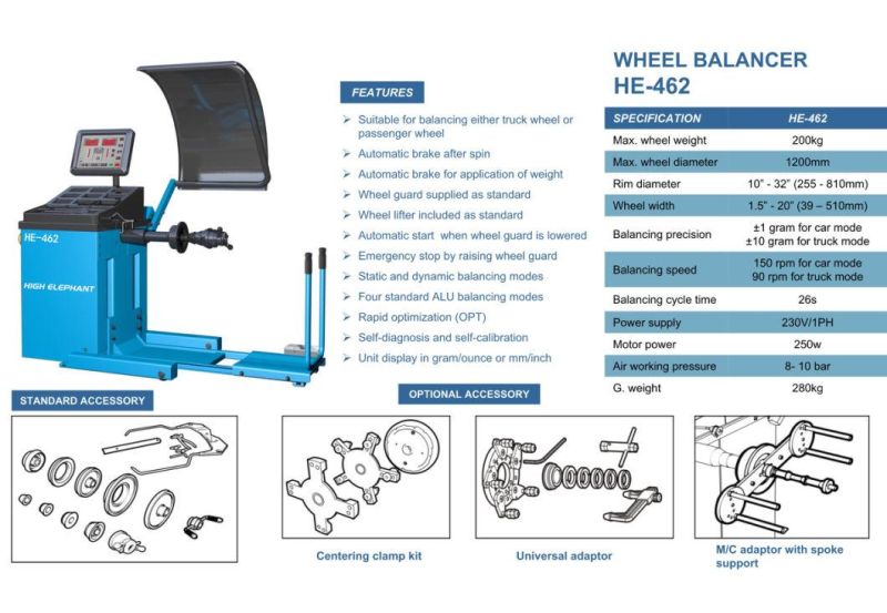 He462/Wheel Balancer/Tire Changer/Wheel Alignment/Wheel Balancer /Tire Changer/Truck Wheel Balancer/Wheel Balancing Machine /Car Tyre Balancing Machine