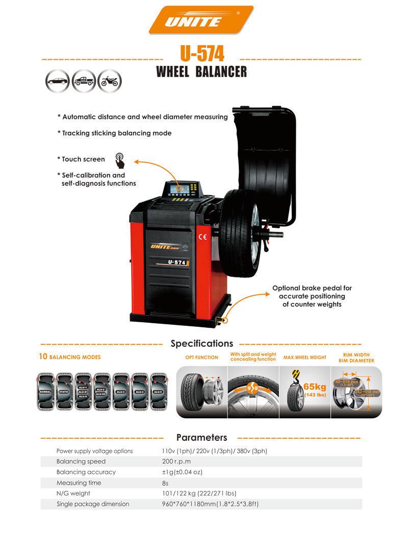 Unite LCD Display Wheel Balancer for Wholesale Balancer Wheel Repair Machine U-574