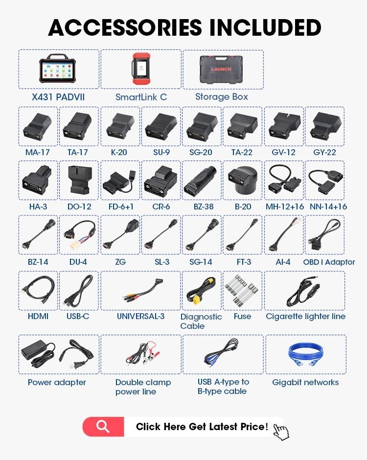 Launch X431 Pad VII OBD2 Scanner Car Intelligent Diagnostic Tools Auto Tools Smart Box for Heavy Duty Trucks Automotive Tools