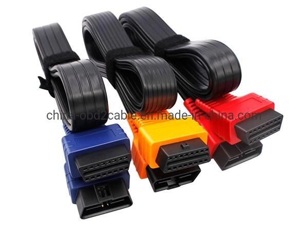 Factory Directly Supply Flat OBD Male to OBD Female Cables J1962 OBD2 Cable for Car Scanner Tool