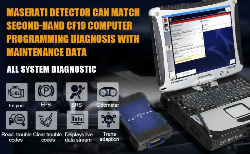 Mdvci Maserati Detector SD3 Support Programming and Diagnosis with Maintenance Data Installed on Panasonic CF19 Ready to Use