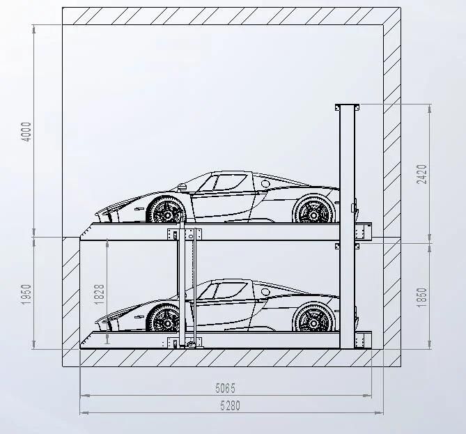 2 Level Underground Parking System Car Stacker