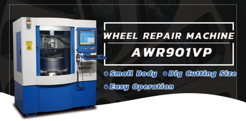 Diamond Cut Alloy Wheel Repair Rim Refurbishment CNC Lathe Machine Awr901vp