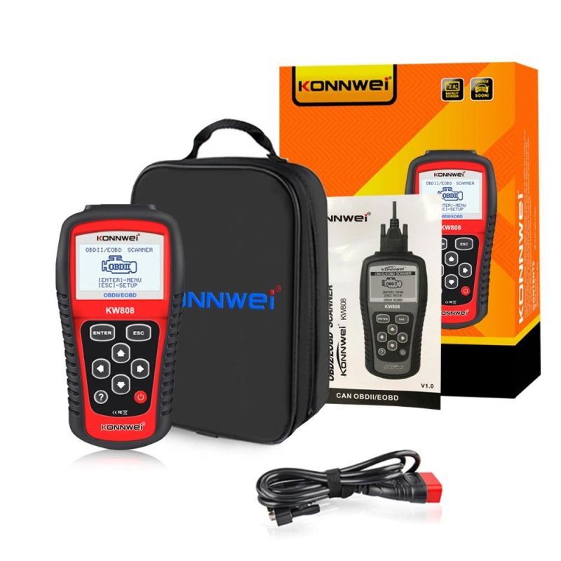 Konnwei Kw808 OBD Car Scanner OBD2 Auto Automotive Diagnostic Scanner Tool Supports Can J1850 Engine Fualt Code Reader