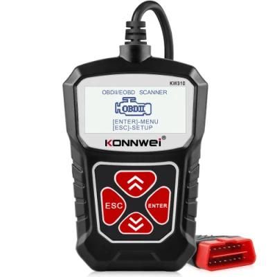 Konnwei Kw310 OBD2 Eobd2 Code Reader Clear Fault Codes for Almost 12V Obdii Auto Car Diagnostic Scanner Tool Pk Launch Cr3001