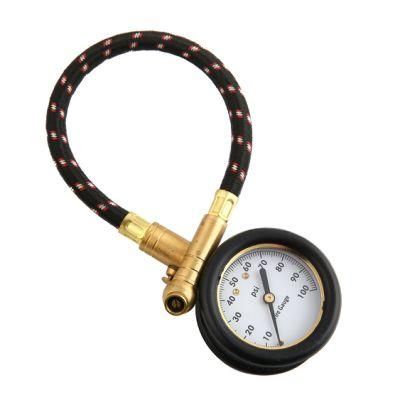 2 Inch Air Tire Pressure Gauge with Hose Meter Tester for Car Truck Motorcycle Bike