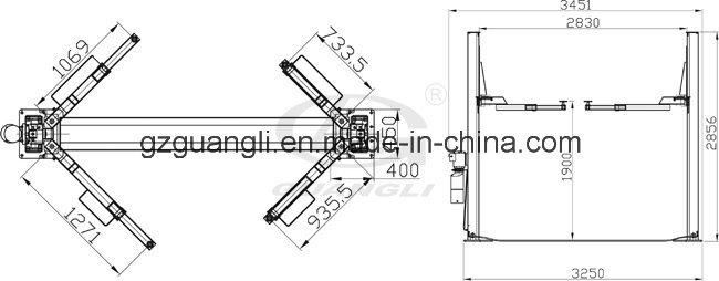 Gl-3.2-2e Professional Factory Supply Ce Approved Double Hydraulic Cylinders Car Lift