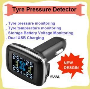 New Design Tmps Tyre Digital Pressure Gauge Tyre/Tire Pressure Monitor/Detector with Tyre Temperature Displaying and USB Charger
