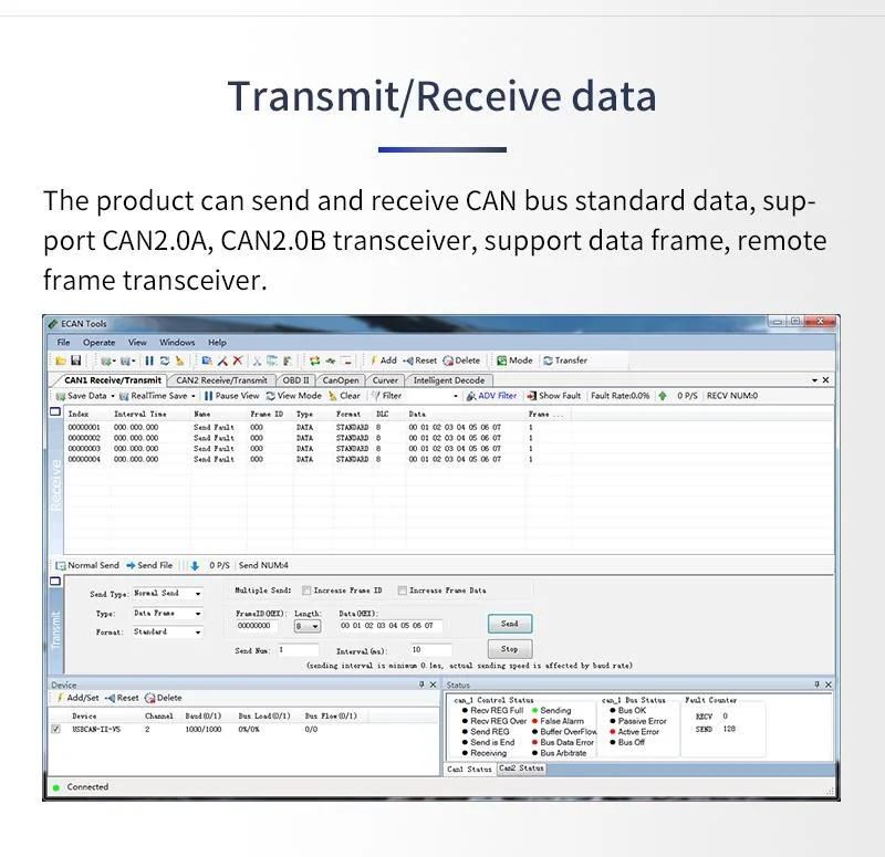 Gcan Data Receiving and Sending USB to Can Analyzer / Adapter