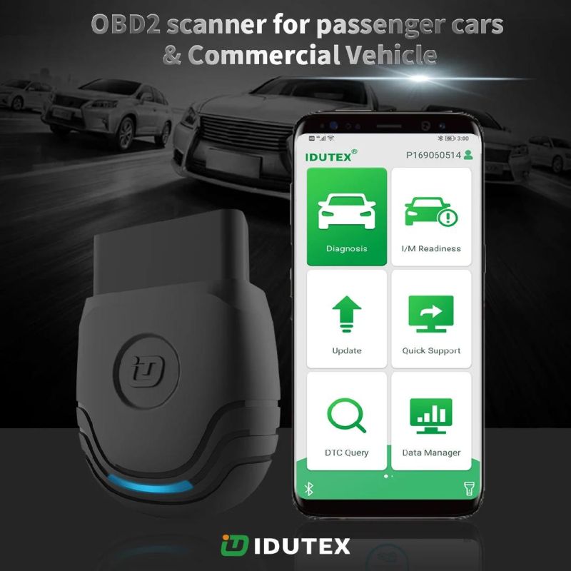 Idutex TPU-300 OBD2 Scanner on-Board Diagnostic Tool Code Reader for Mechanics Car Truck Bus Check Engine Lifetime Free Upgrade