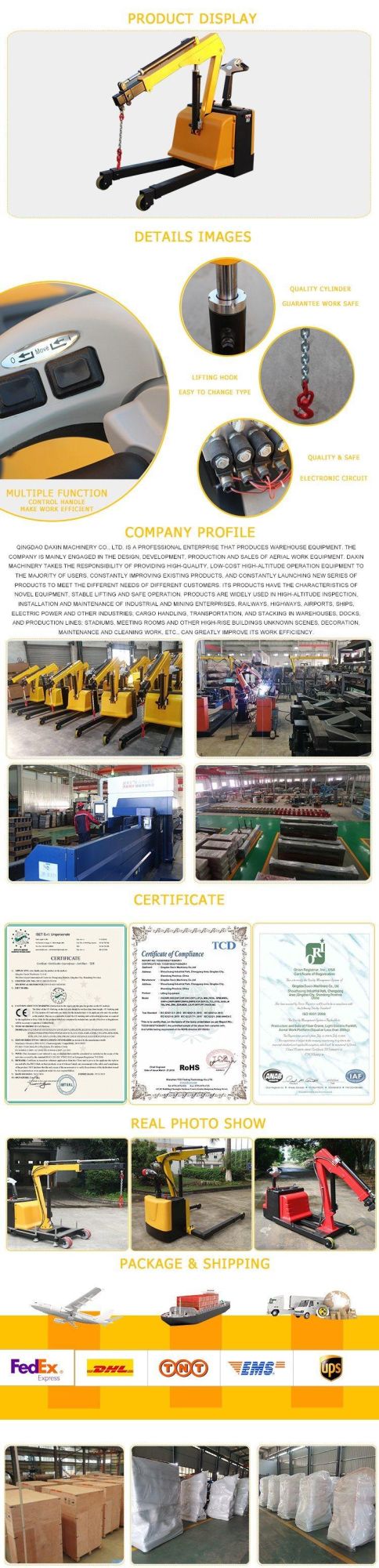 Hot Sale Superior Counter Balanced Safe 1500kg Materials Handling Machinery