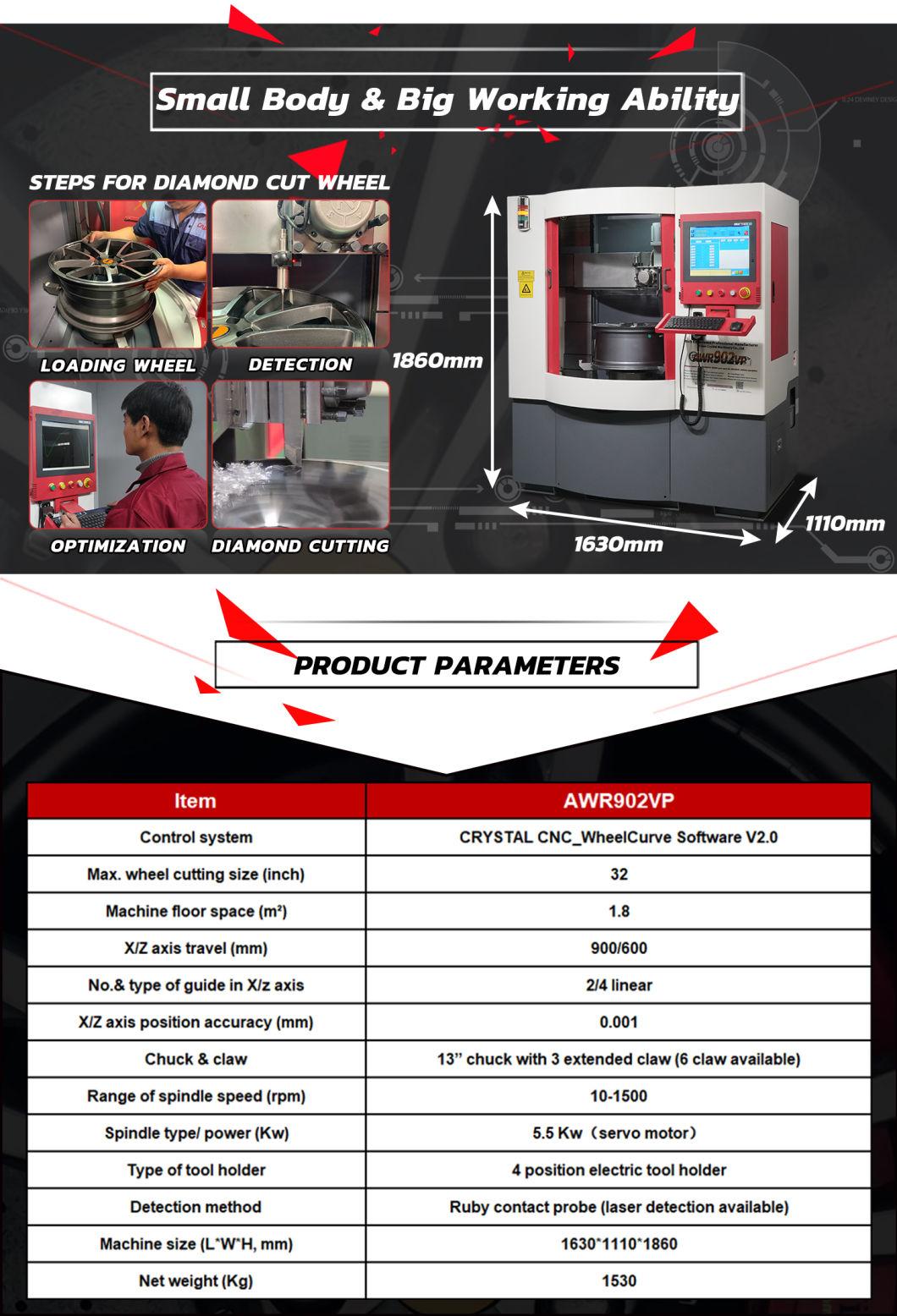 Awr902vp Alloy Wheel Diamond Cutting CNC Lathe Machine for Cars