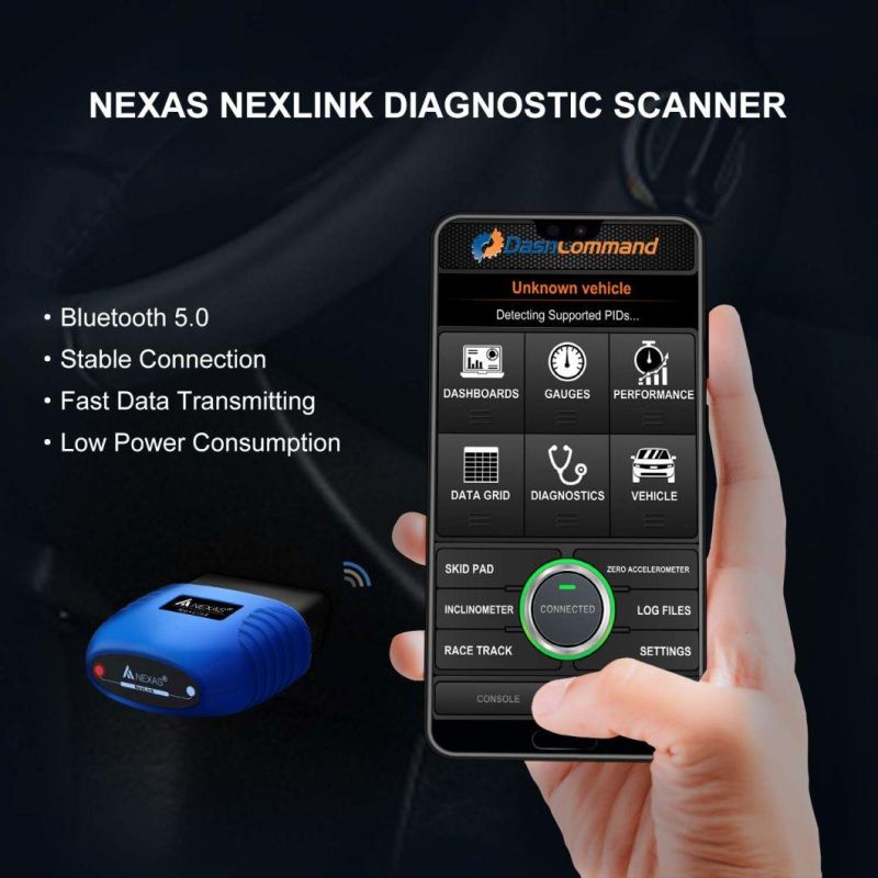 Nexas Nexlink Bluetooth 5.0 OBD 2 Scanner Eobd Diagnostic Tool Engine Code Reader Car Scan Tool for Ios Android Windows