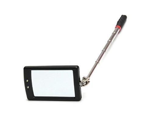 2 LED Stainless Steel Usableness Telescoping Rectangle Inspection Mirror