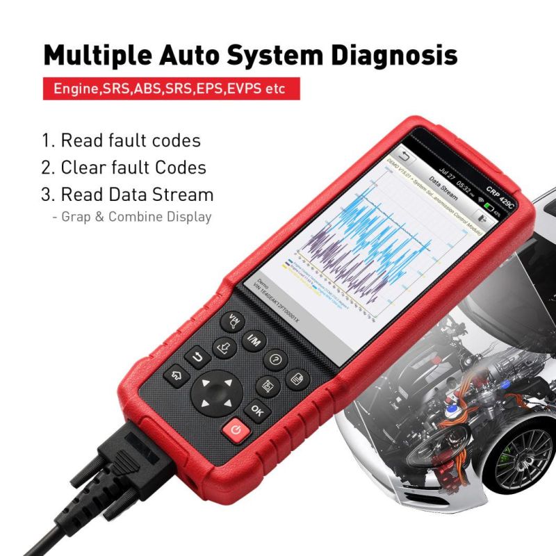Launch Crp429c Auto Diagnostic Tool Reset Functions Four Systems Obdii