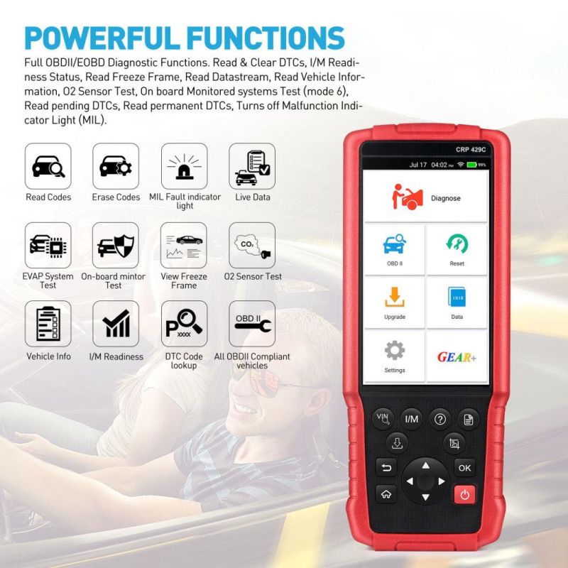 Launch Crp429c Auto Diagnostic Tool Reset Functions Four Systems Obdii