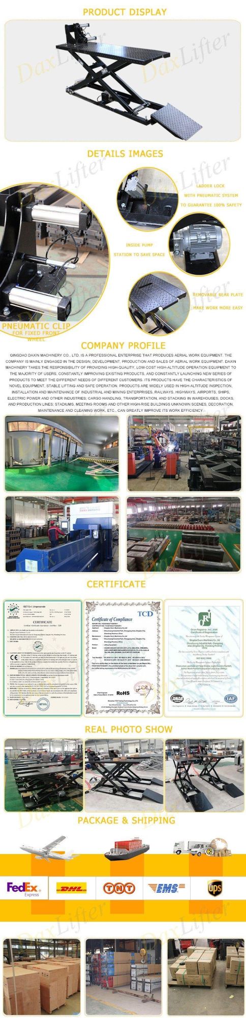 China Manufacturer Safe Professional Lifting Motorcycle Hydraulic Jack