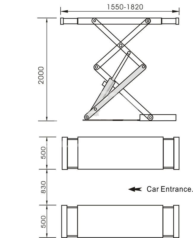 Guangli Factory Directly Supply High Quality Gl3000A Small Scissors in Ground Car Lift