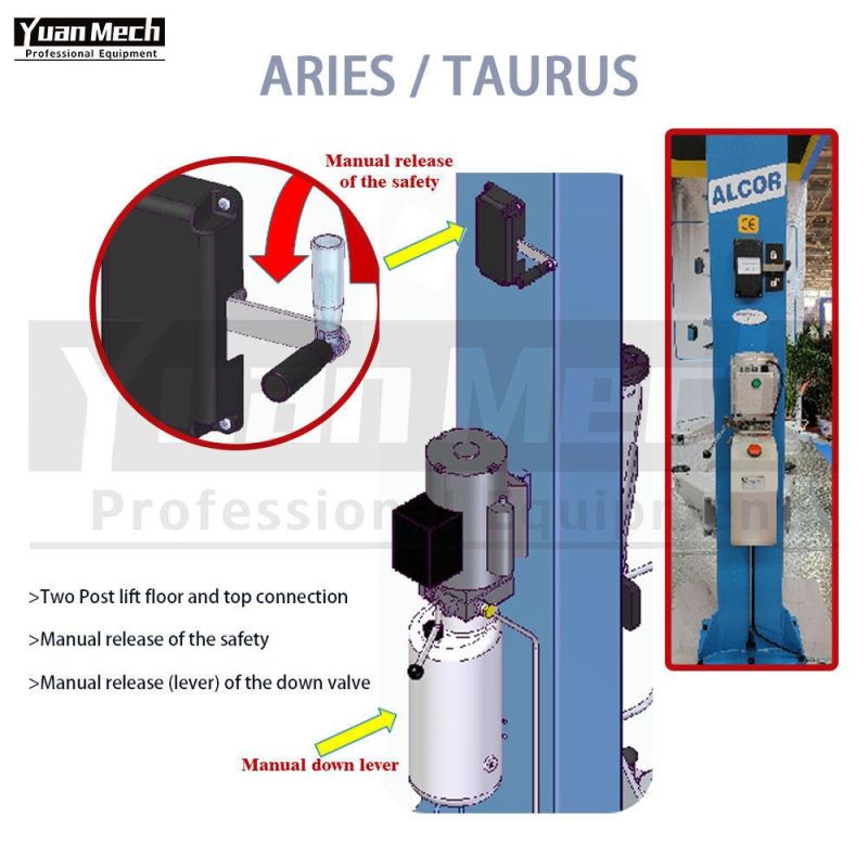 Yuanmech T4033mm Italy Design Patent High Quality Two Post Car Lift Top Connection