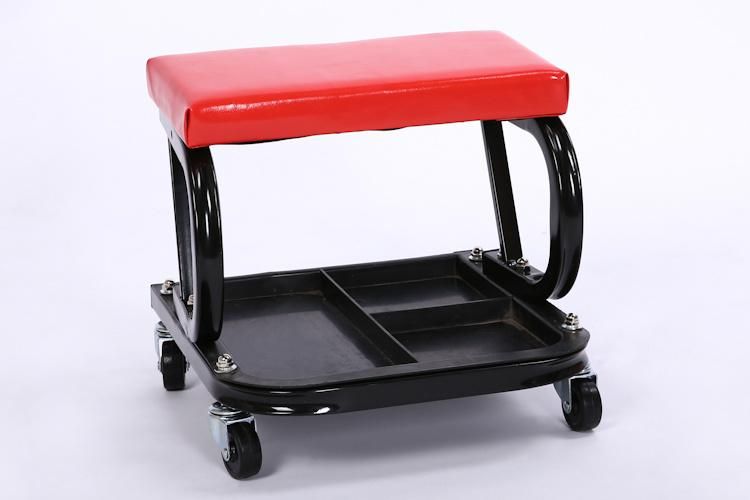 Padded Garage Work Chair with Storage Tray/Mechanical Roller Workshop Stool/General Mechanical Roller Crawling Trolley Chair
