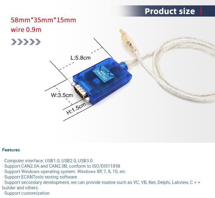 Communication Can Bus Module Debug Tools Gcan Usbcan-Mini Analyzer