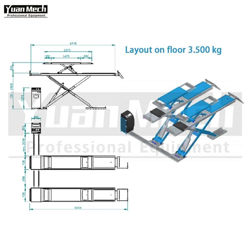 Auto Garage Equipment Scissor Car Lift 3.5t with CE