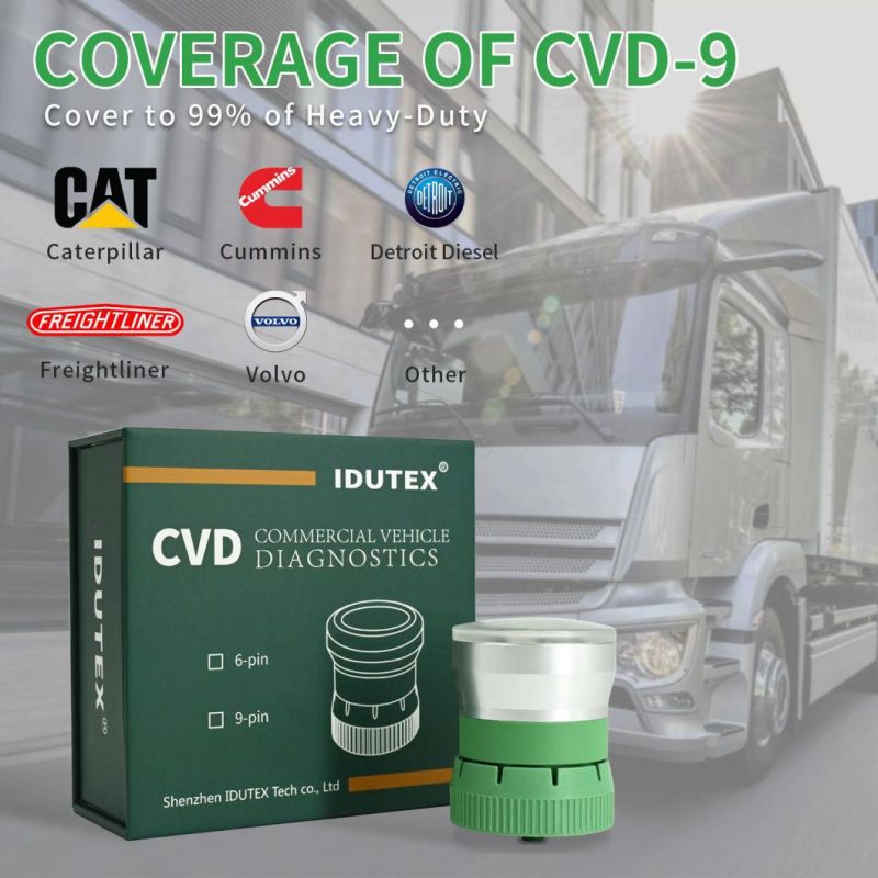 Idutex CVD-9 OBD2 Heavy Duty Truck Scanner Engine System Code Reader 9 Pins Hdobd 2 Diesel Scanner Diagnostic Tool Free Update