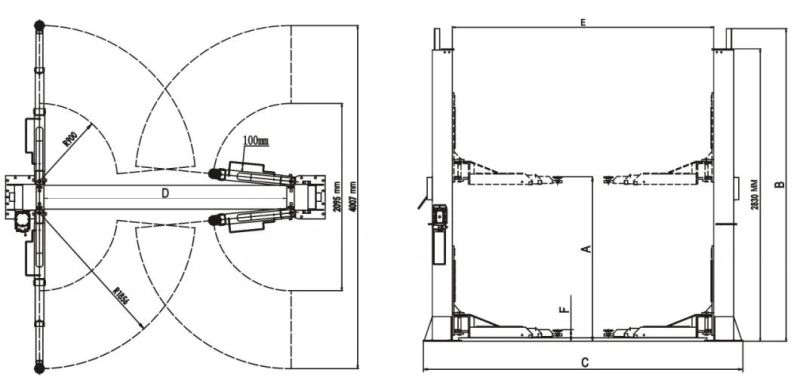 Auto Lift 12000 Lb. Capacity Symmetric Two Post Car Lift Truck Lifter (212)