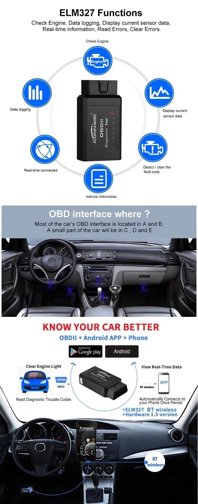 Free for Turque Phone Commercial Portable Bluetooth OBD Car Scanner