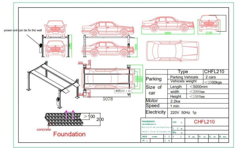 Hydraulic Auto Car Lift Four Post Parking for 2 Vehicles