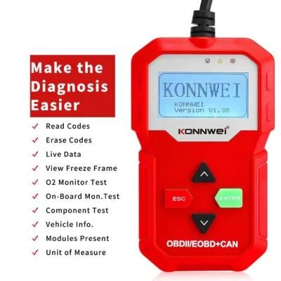 Konnwei Obdii Scanner, Gw590 Multi Vehicle Diagnostic Tools Automotive Check Engine Light Reader Car Machine for All Cars