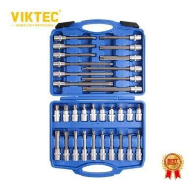 Viktec CE 32PCS 1/2&quot; Drive Ratchet Socket Wrench &amp; Star Hex Torx Bits Set Repair Tool Kit (VT13751)