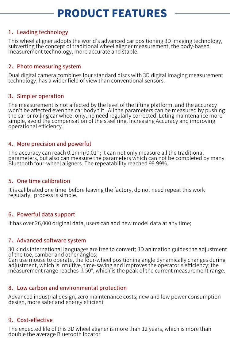 Automatic Wheel Alignment Visual 3D Aligner with Multi Language