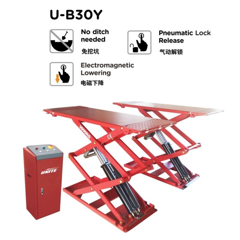 Fast Delivery Portable Save Space Elevator Scissor Car Lift CE Certificate Car Lift U-B30y Ultra-Thin Wheel Free Scissor Lift