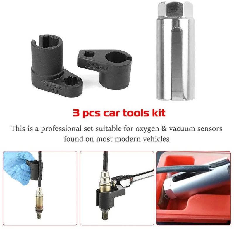 Viktec OEM 3PCS 3/8 Inch Drive Oxygen Sensor Socket Wrench Oxygen Sensor Socket Set with Your Own Brand