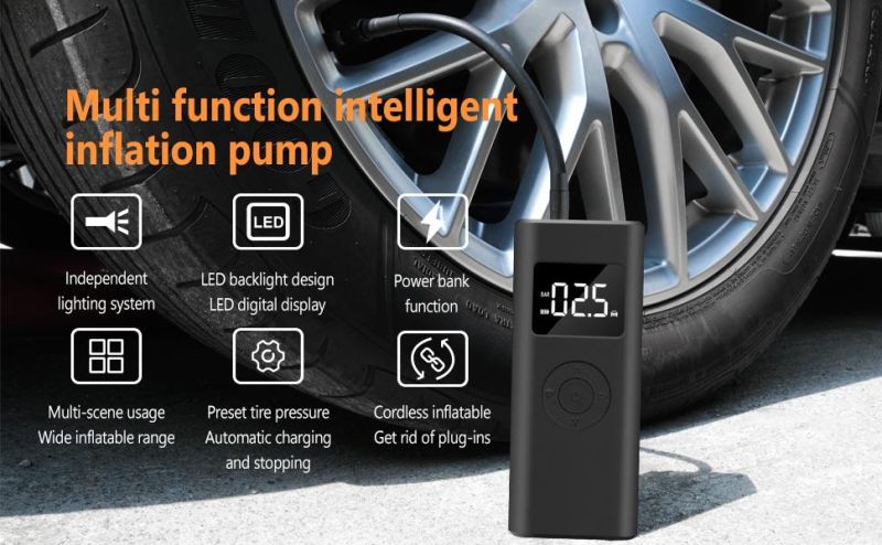 Light Weight Portable 12V Air Compressor Car Tyre Inflator Heavy Duty Pump Tire Inflator Inflatable Pump with LED Light Power Bank