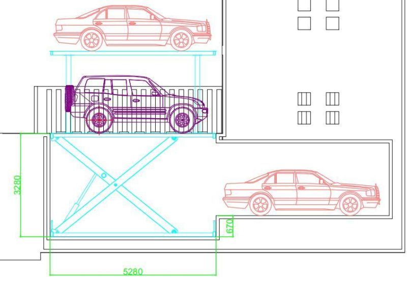 Hydraulic Scissor Parking Lift Car on Home Garage Equipment