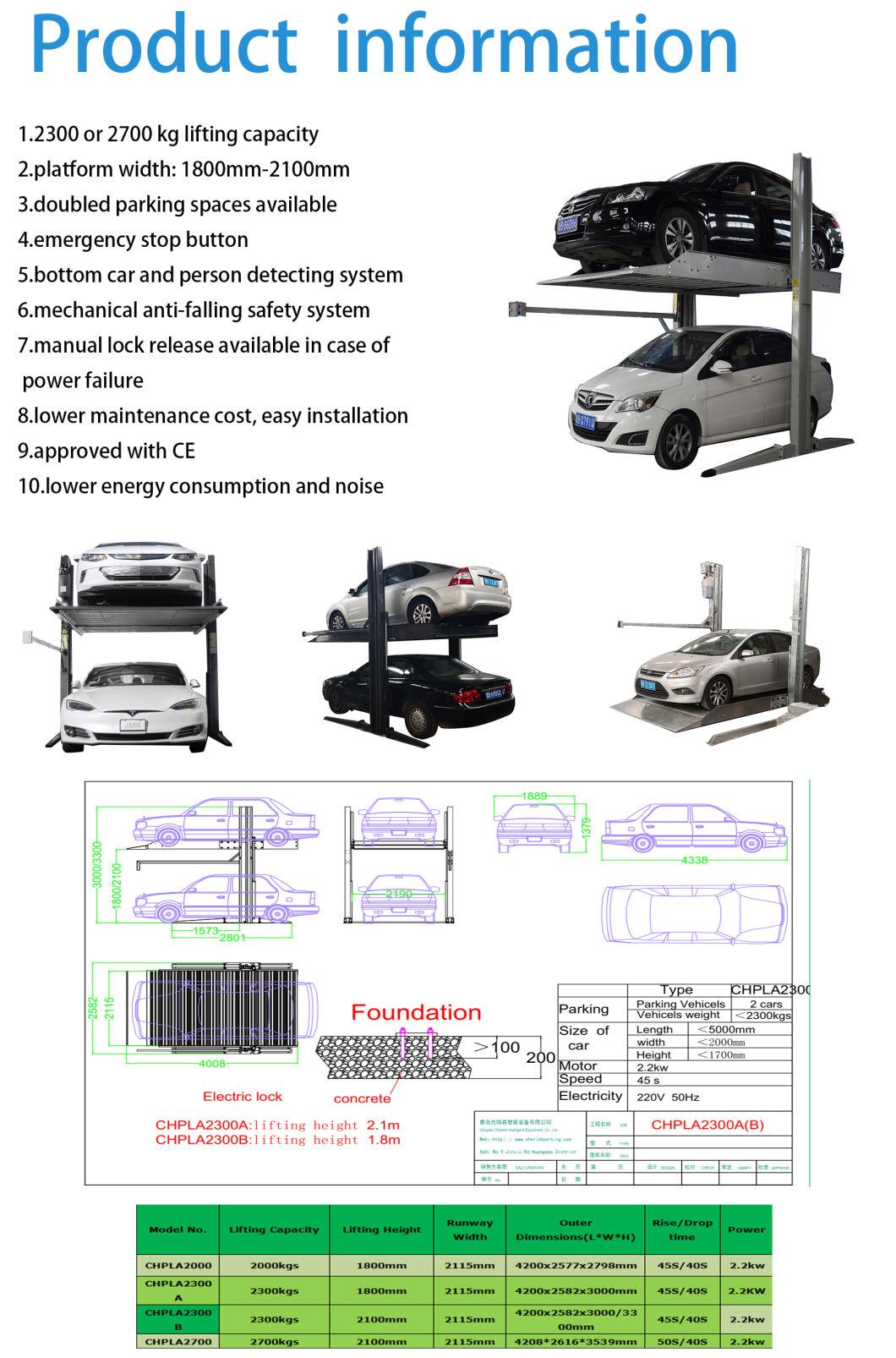 Custom 2 Level Car Lift Parking System Lift