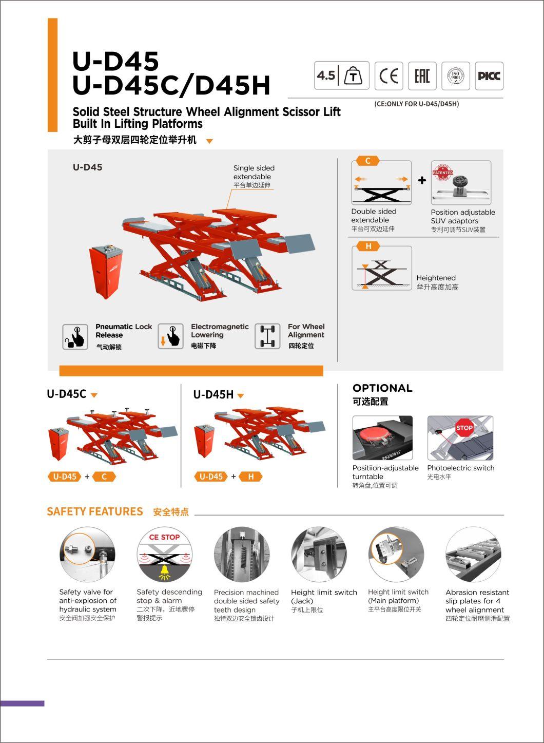 Unite Alignment Lift U-D45 Solid Steel Structure Wheel Alignment Scissor Lift Built in Lifting Platforms