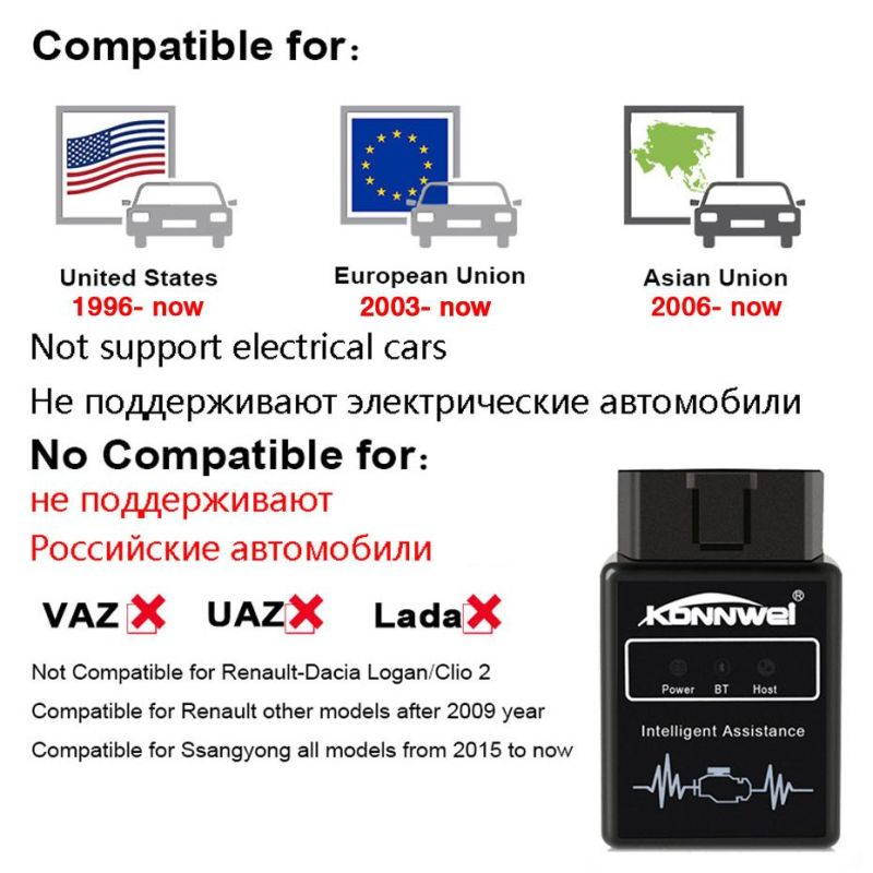 Konnwei Kw912 Elm327 Bluetooth Pic18f25K80 OBD2 V1.5 Scanner Car Diagnostic Tool Code Reader Scan OBD2 Automotive Car OBD2 Tools