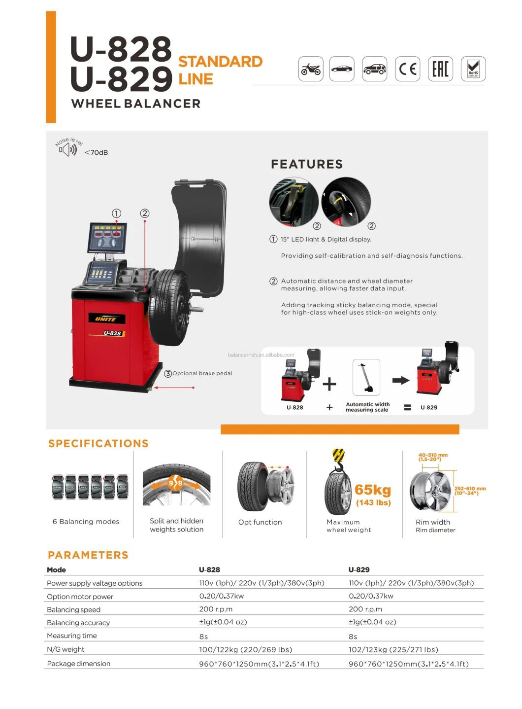 Unite Hot Sale Wheel Balancing for Car Motorcycle Wheel Balancer Auto Repair Equipment U-829