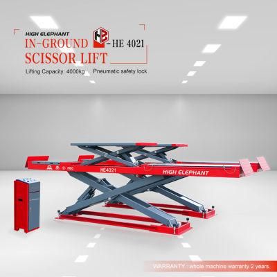 CE Approved 4t Ultra-Thin Double Level Scissor Car Lift for Wheel Alignment
