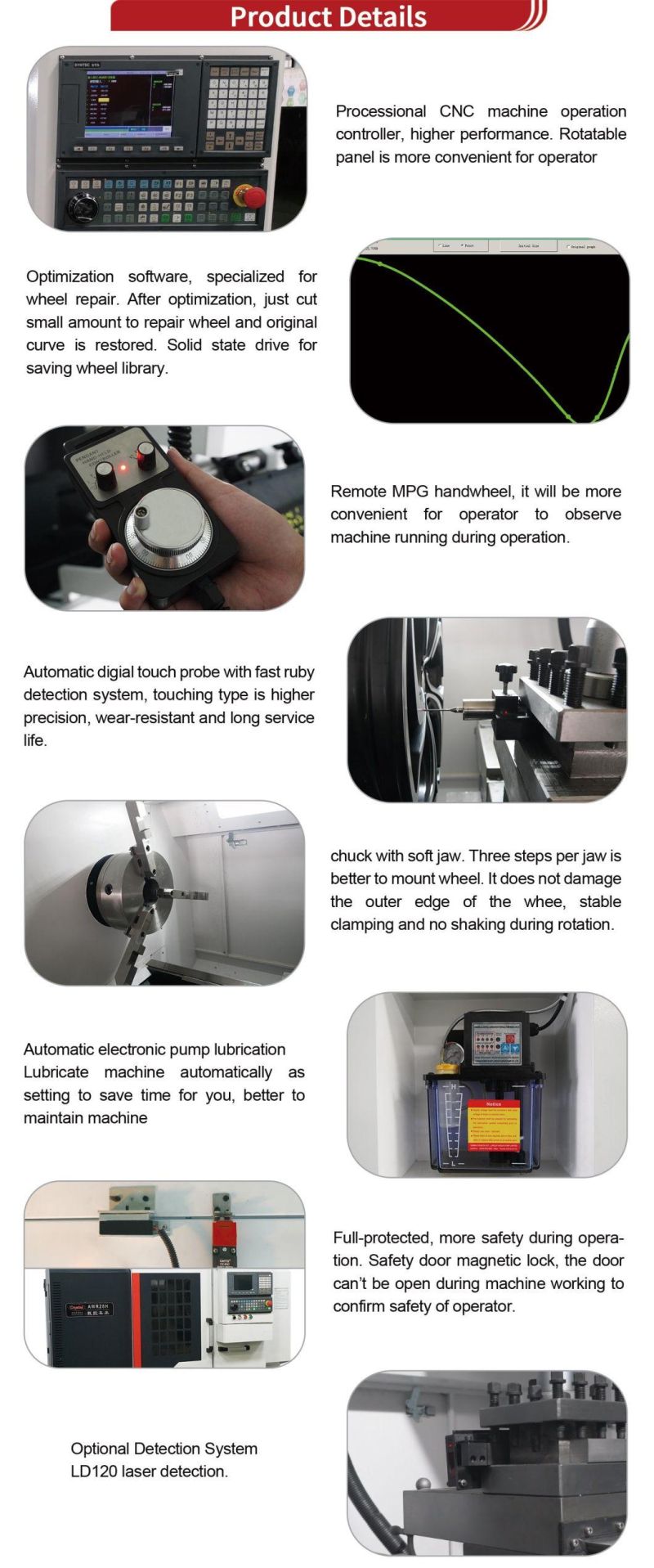 Auto Maintenance Mag Alloy Wheel Repair CNC Lathe Machine Awr28h