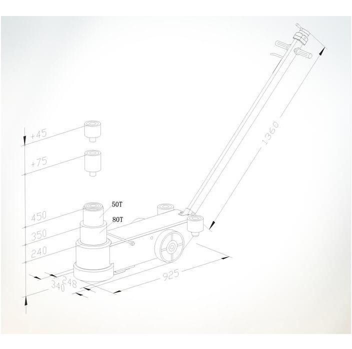 Two Stage 50 80 Ton Industrial Air Hydraulic Floor Jack